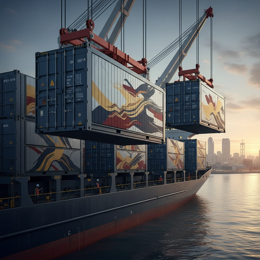 фото Морские контейнеры для транспортировки произведений искусства